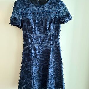 Elie Tahari Midnight Blue Lace A-Line Dress